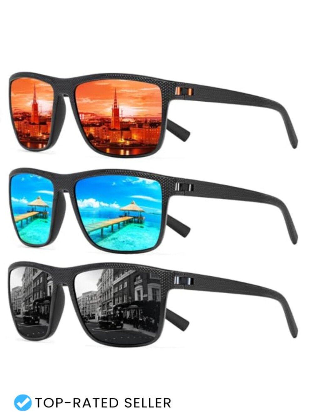 Polarized Sunglasses for Men Women UV Protection Lightweight Metal Frame